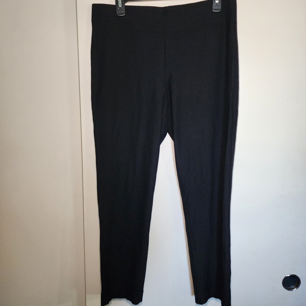 Eileen Fisher Pants Women PM Black Excellent Petite Pull On Slim Stretch Knit
